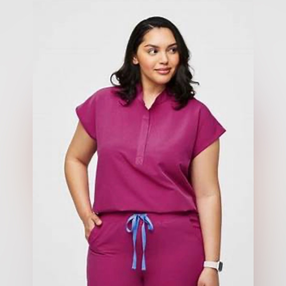 FIGS Raspberry Sorbet Rafaela Oversized Scrub Top- Size XXS